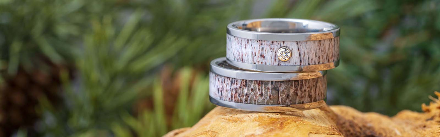 Wedding Bands for Men with Antler