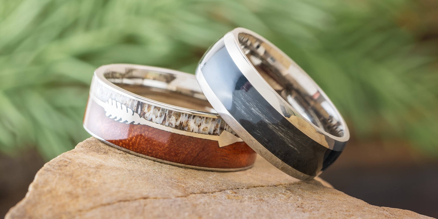 Arrow and Bowstring Wedding Rings