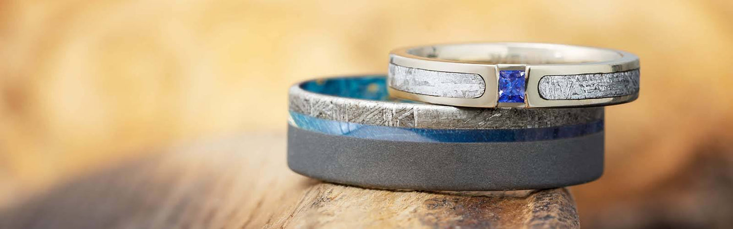 Meteorite Wedding Ring Sets