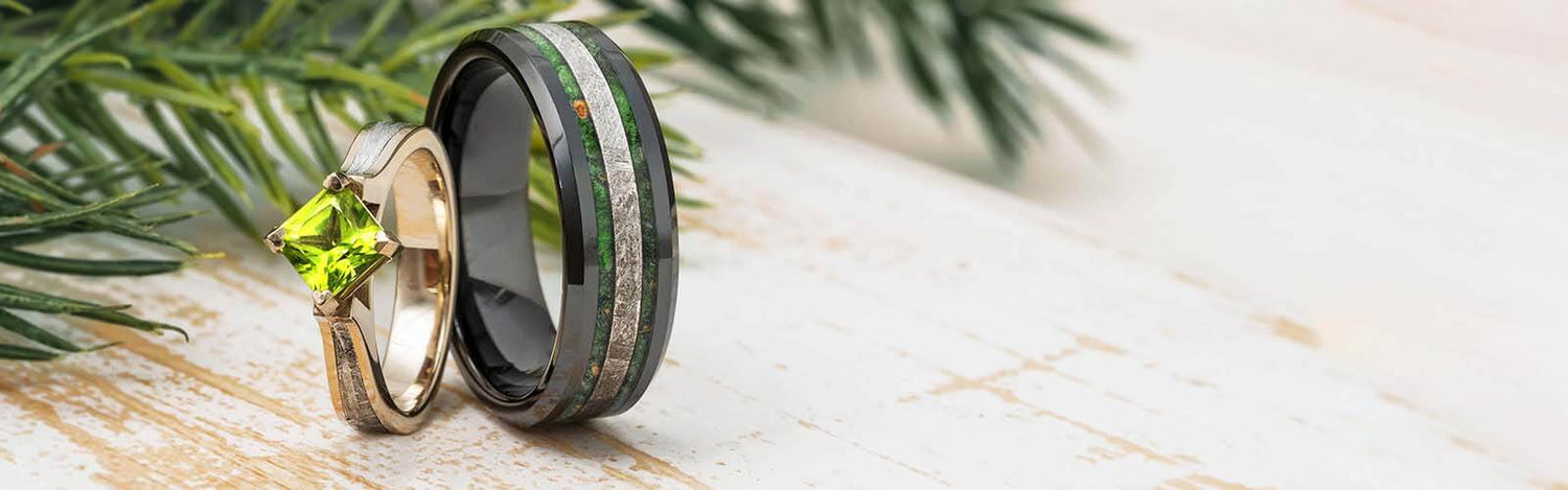Green Wedding Ring Sets