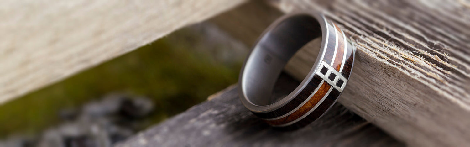 Wood Ring with Square Stones
