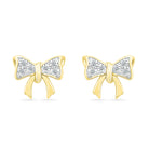 Tiny Ribbon Yellow Gold Stud Earrings