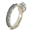 Aquamarine Engagement Ring, Meteorite In Wavy White Gold-3251 - Jewelry by Johan