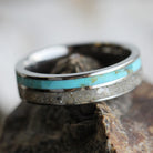 Memorial Ring With Inlays of Ash and Turquoise