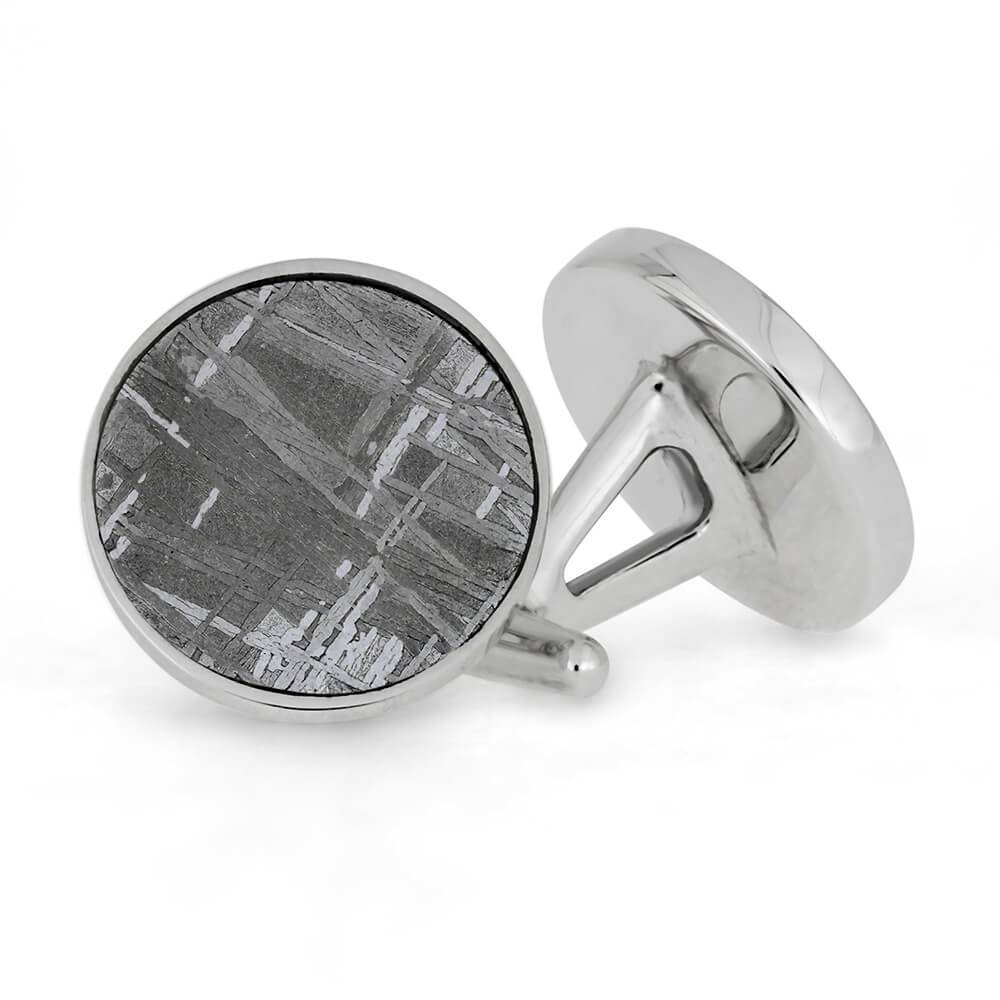 Genuine Meteorite Round Cuff Links, In Stock-SIG3042 - Jewelry by Johan