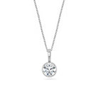 14k White Gold Birthstone Necklace with Round Cut Diamond