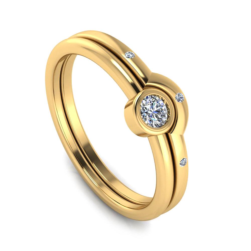 Diamond Bridal Set with Accents in 10k Yellow Gold-2975 - Jewelry by Johan