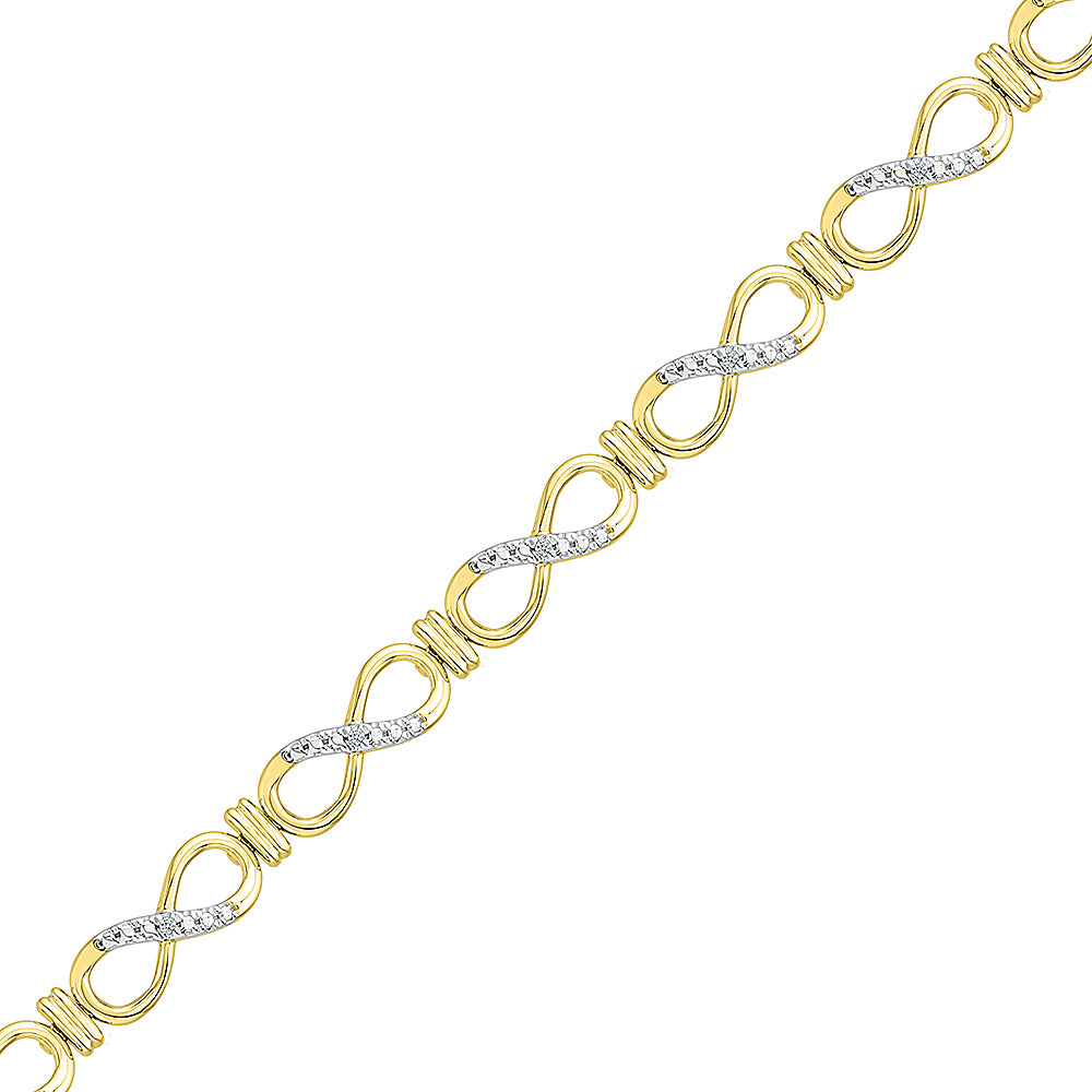 Yellow Gold Diamond Bracelet With Infinity Symbols