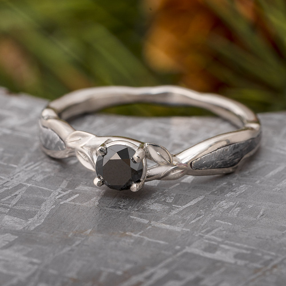 Platinum and Black Diamond Engagement Ring