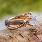Moonstone Engagement Ring, Rose Gold Meteorite Ring-2632 - Jewelry by Johan