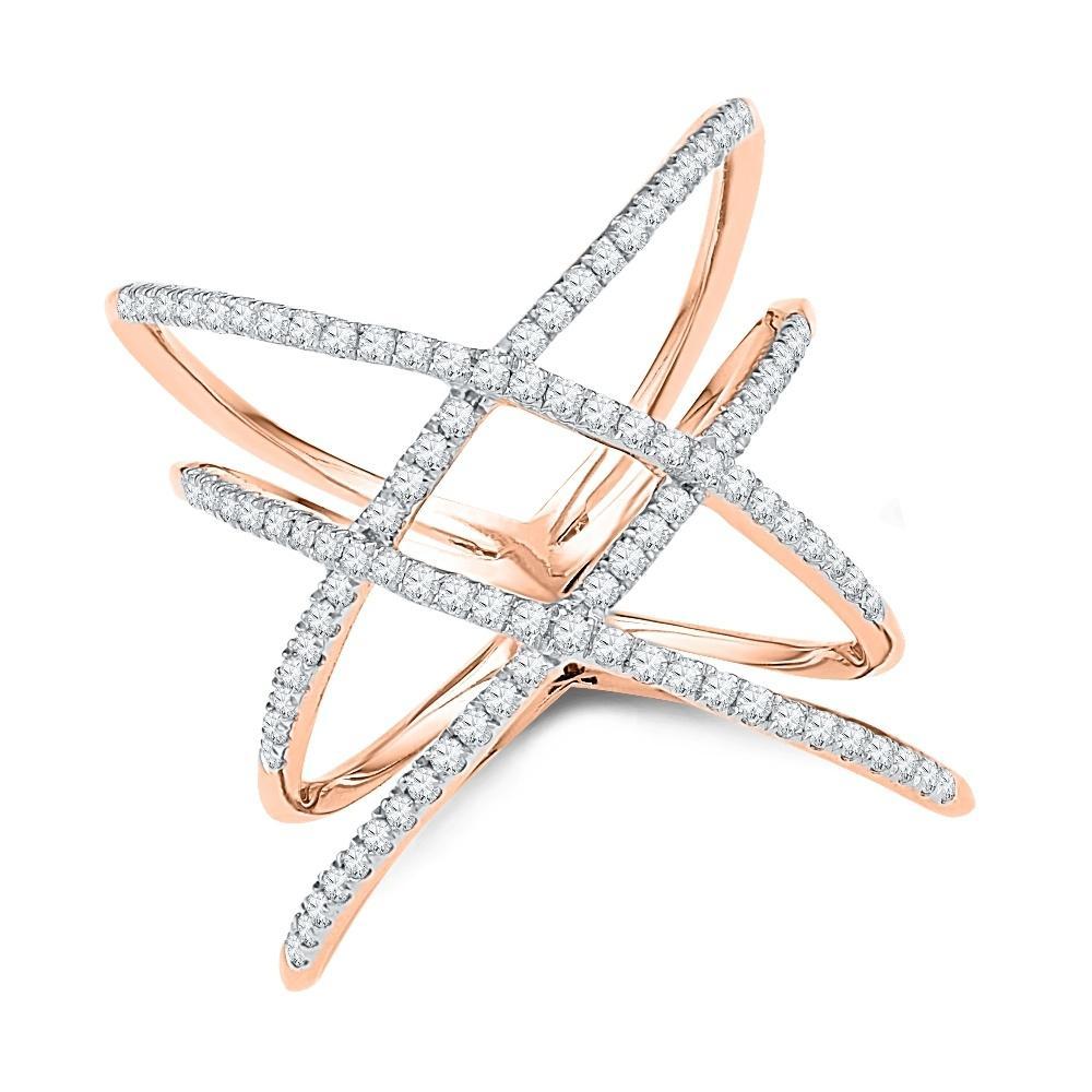 Diamond Double X Statement Ring, Pink Gold or Silver-SHRF030760 - Jewelry by Johan