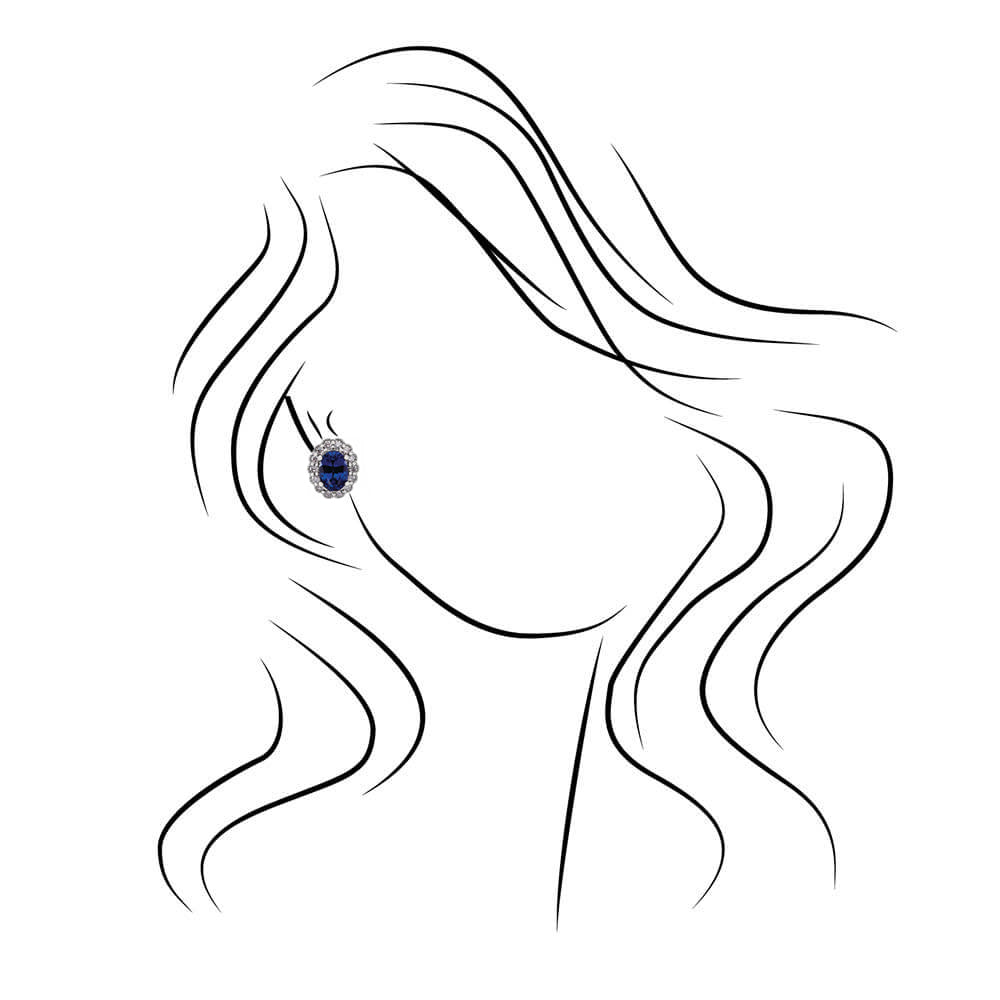 Lab-Grown Blue Sapphire & Natural Diamond Stud Earrings - Jewelry by Johan