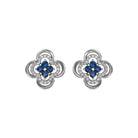 Natural Blue Sapphire & Natural Diamond Clover Stud Earrings