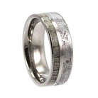 Meteorite Wedding Ring Set With Rough Diamond Engagement Ring