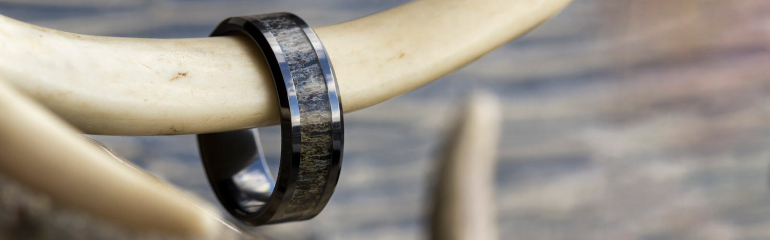 Black Ceramic Antler Ring