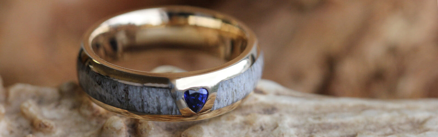 Gold Antler Wedding Band