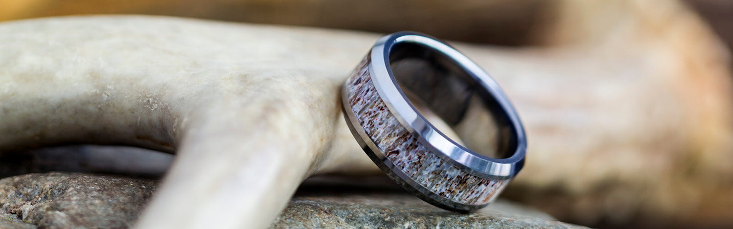 Tungsten Antler Wedding Band