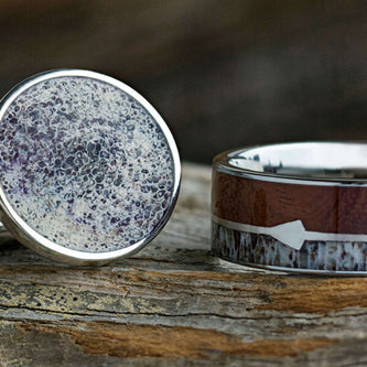 Antler Cuff Links and Wedding Band Set