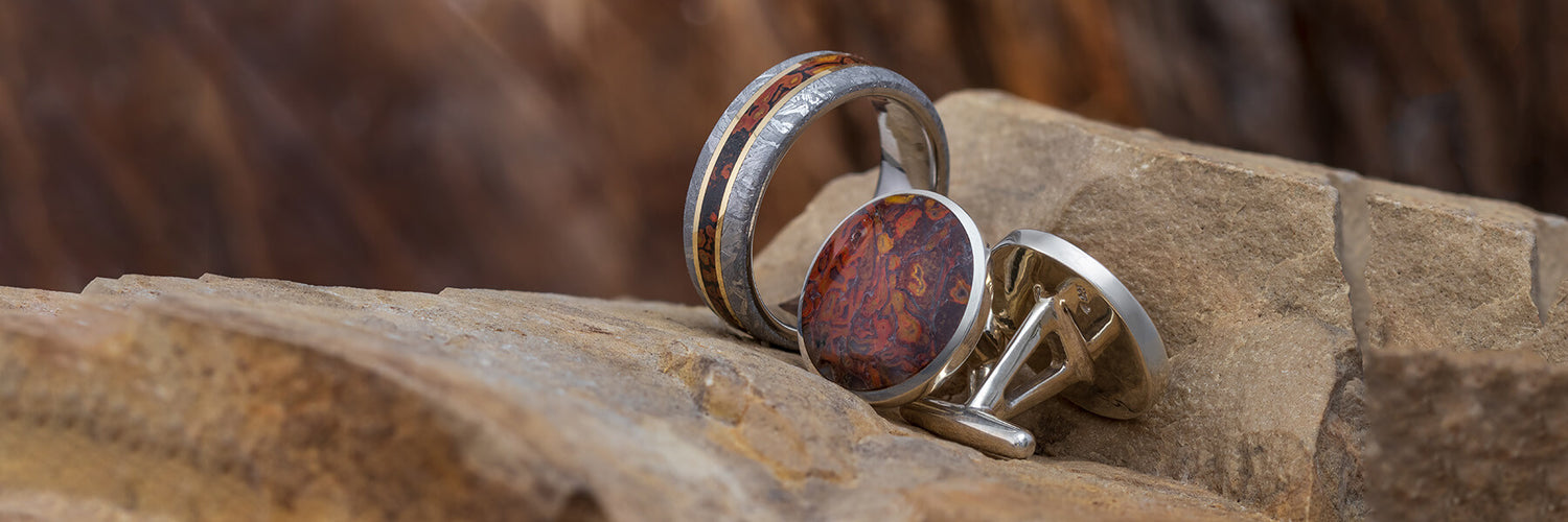 Dinosaur Bone Ring and Cuff Links