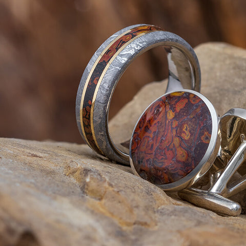 Dinosaur Bone Ring and Cuff Links