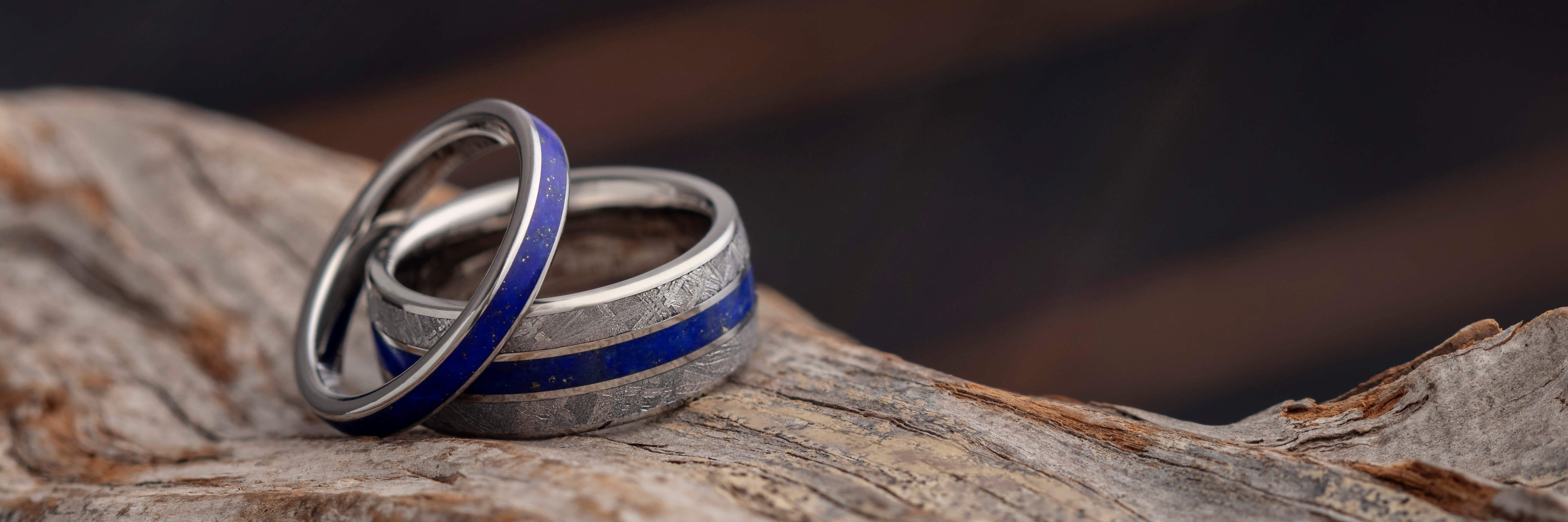 Lapis lazuli wedding bands for men and women