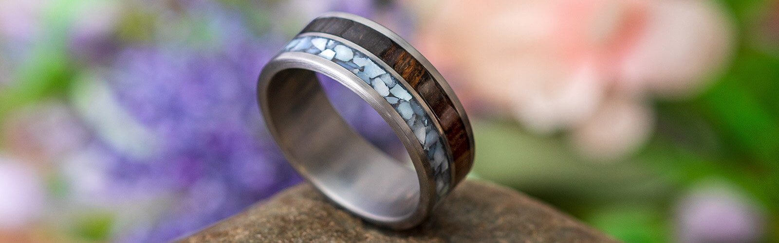 Crushed Mother of Pearl Wedding Ring
