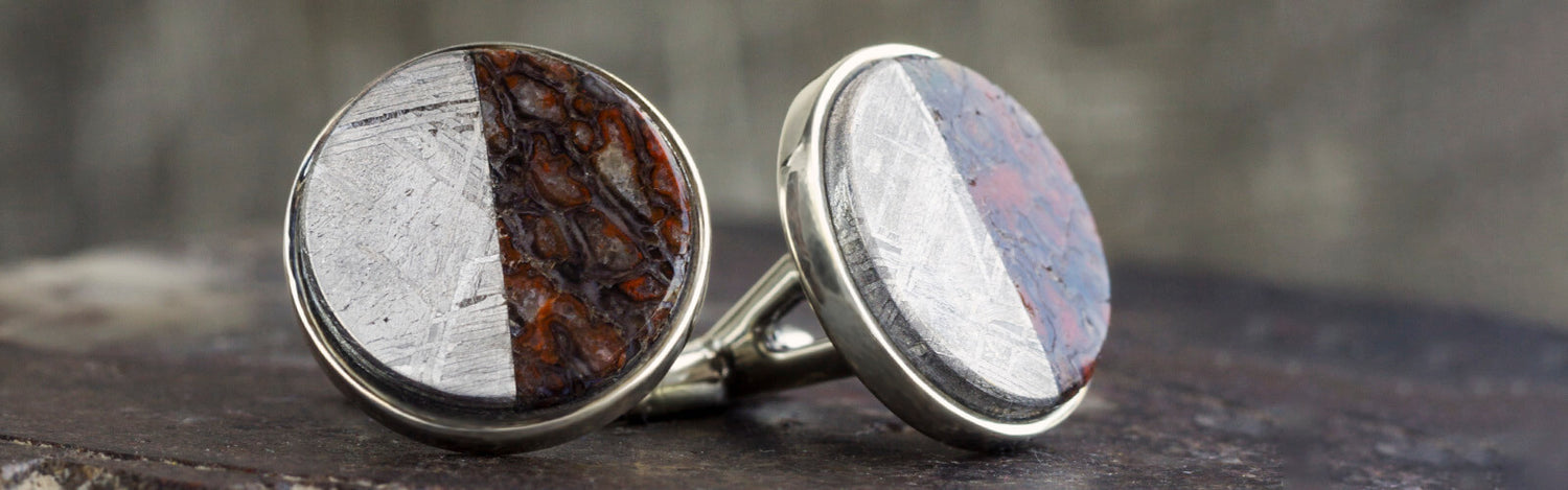 Dinosaur Bone and Meteorite Cuff Links