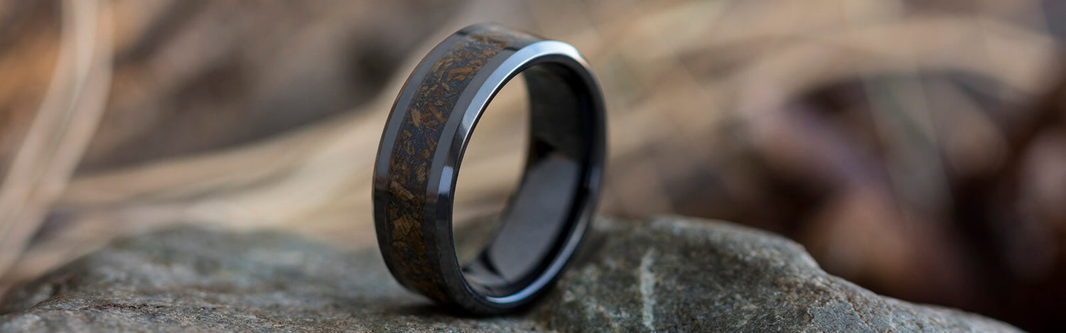 Black Ceramic Dinosaur Bone Ring