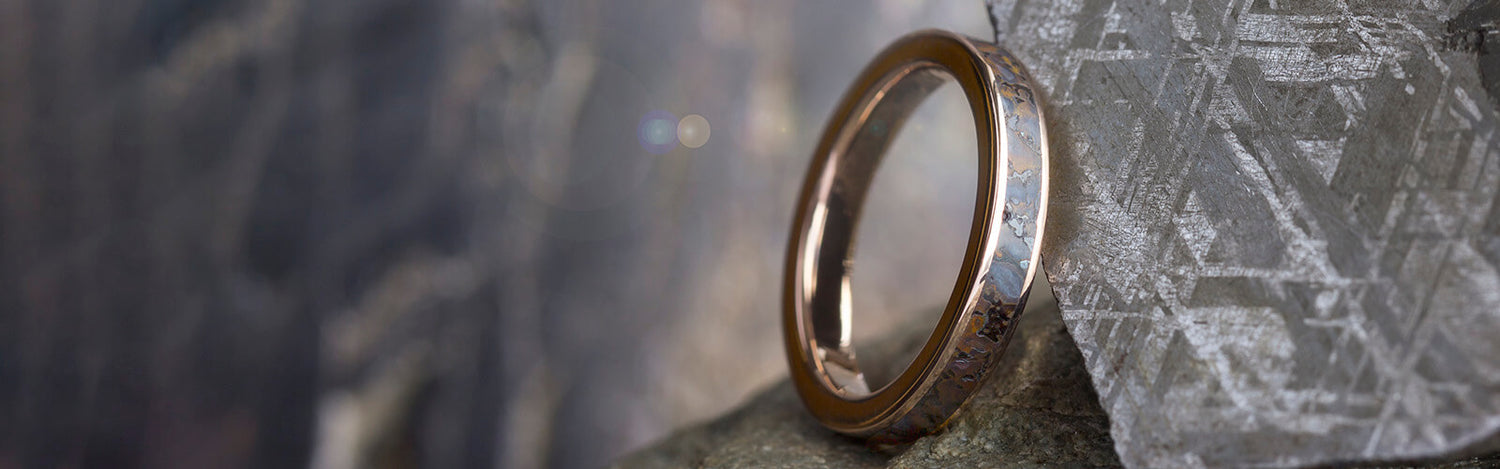 Thin Dinosaur Bone Wedding Band in Rose Gold