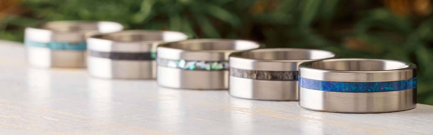 2-2-4 Offset Inlay Wedding Bands