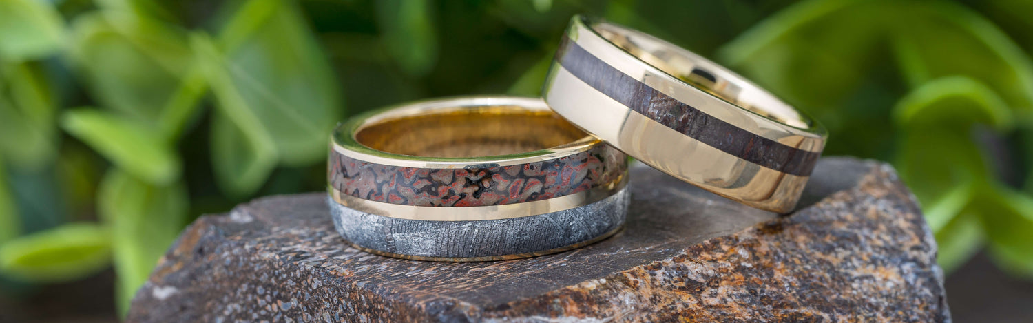 Dinosaur Bone Wedding Bands