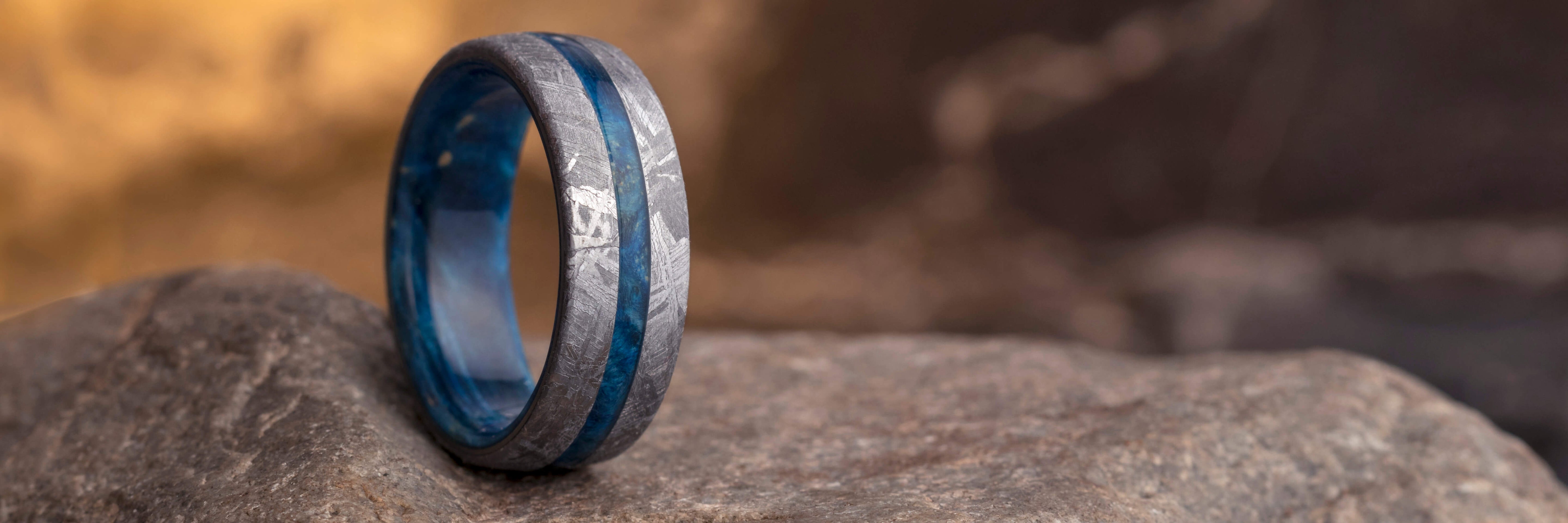 Blue Ring With Meteorite