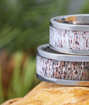 Wedding Bands for Men with Antler