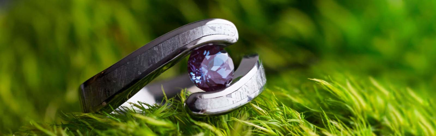 Alexandrite and Meteorite Rings