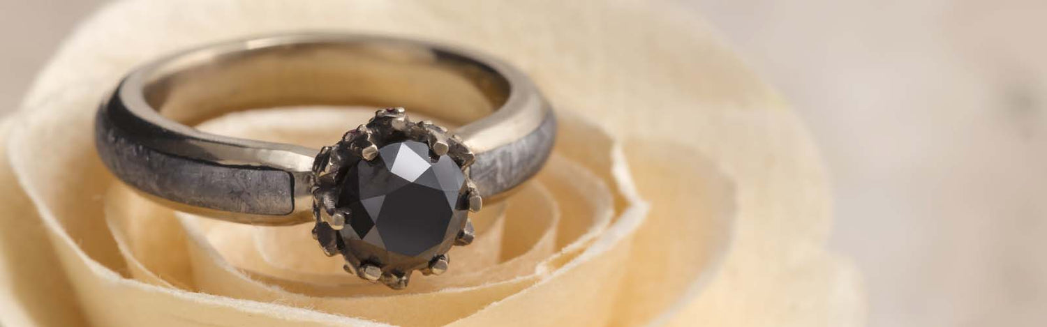 Black Diamond and Meteorite Rings