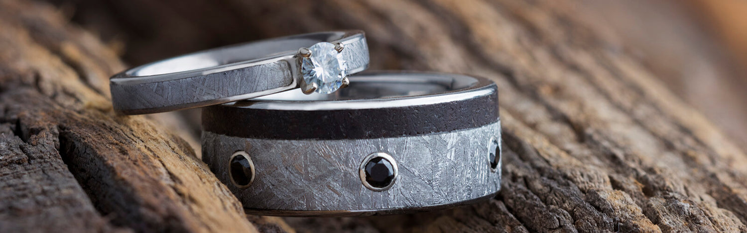 His and Hers Meteorite Rings