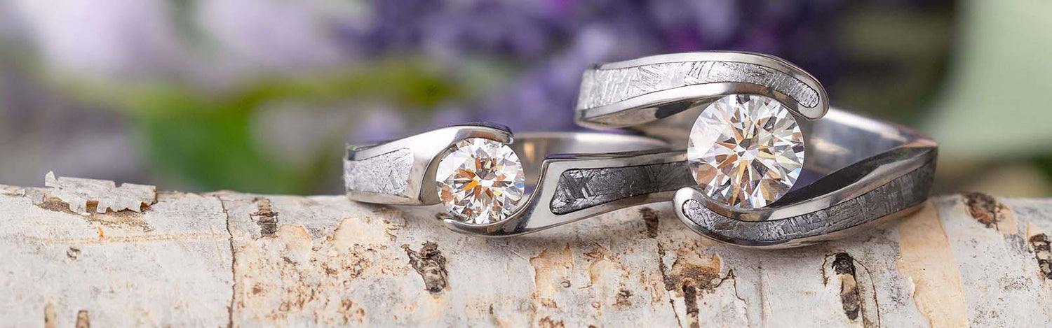 Moissanite and Meteorite Rings
