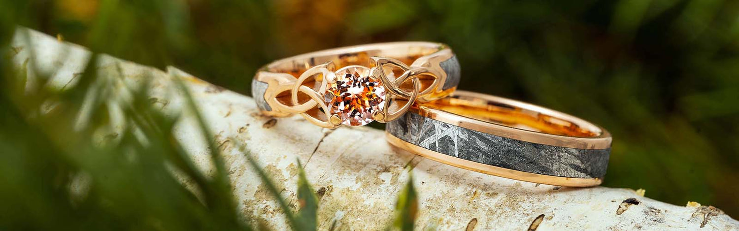 Meteorite and Rose Gold Rings