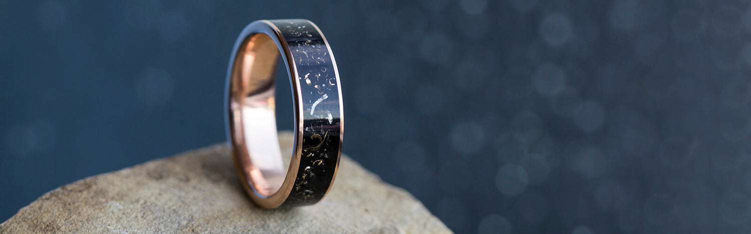 Stardust Meteorite Ring in Rose Gold