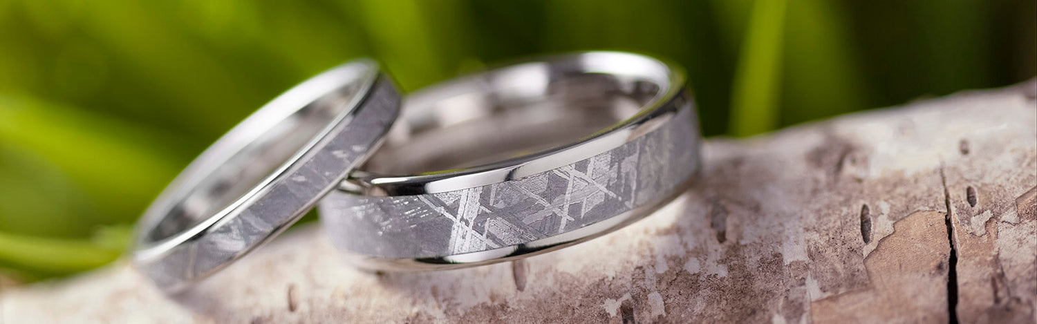 His and Hers Meteorite Rings