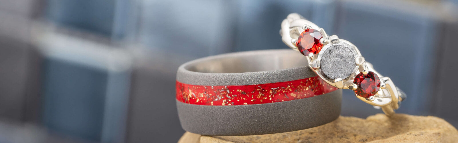 Meteorite Rings with Red