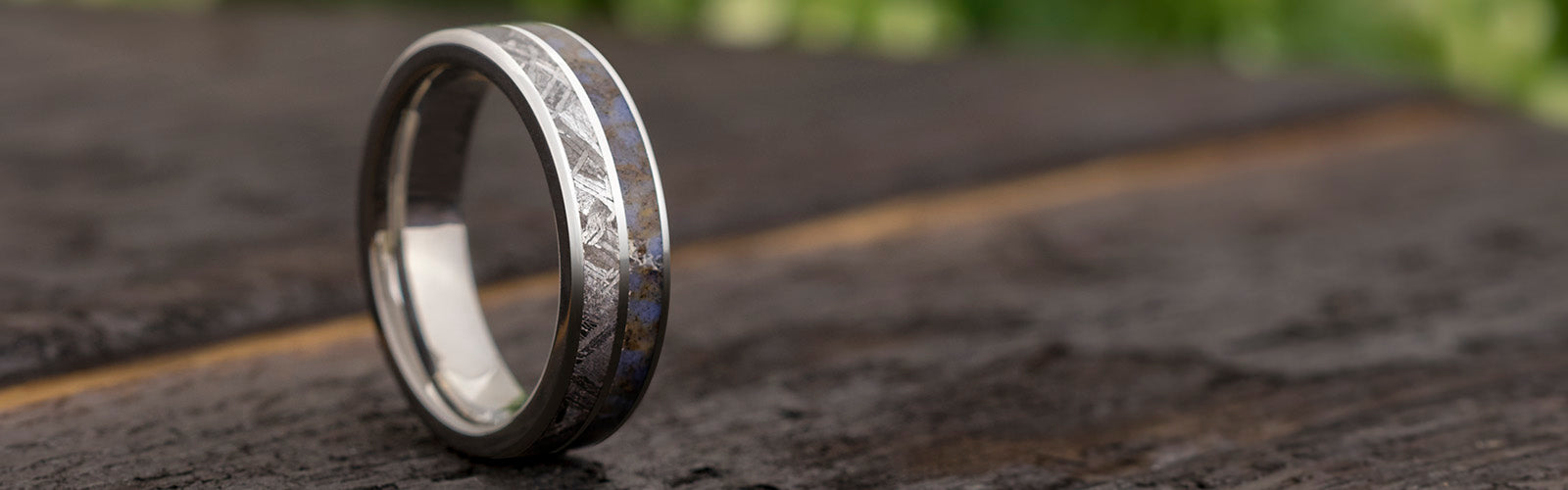 Wedding Bands With Two Inlays from Jewelry by Johan