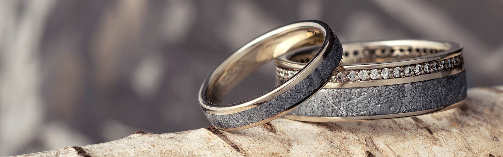 White Gold and Meteorite Rings