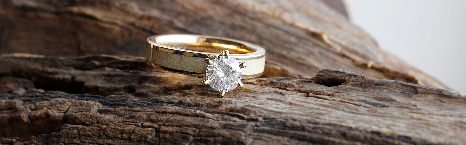 Solitaire Moissanite Engagement Ring With Maple Burl | Jewelry by Johan -  Jewelry by Johan