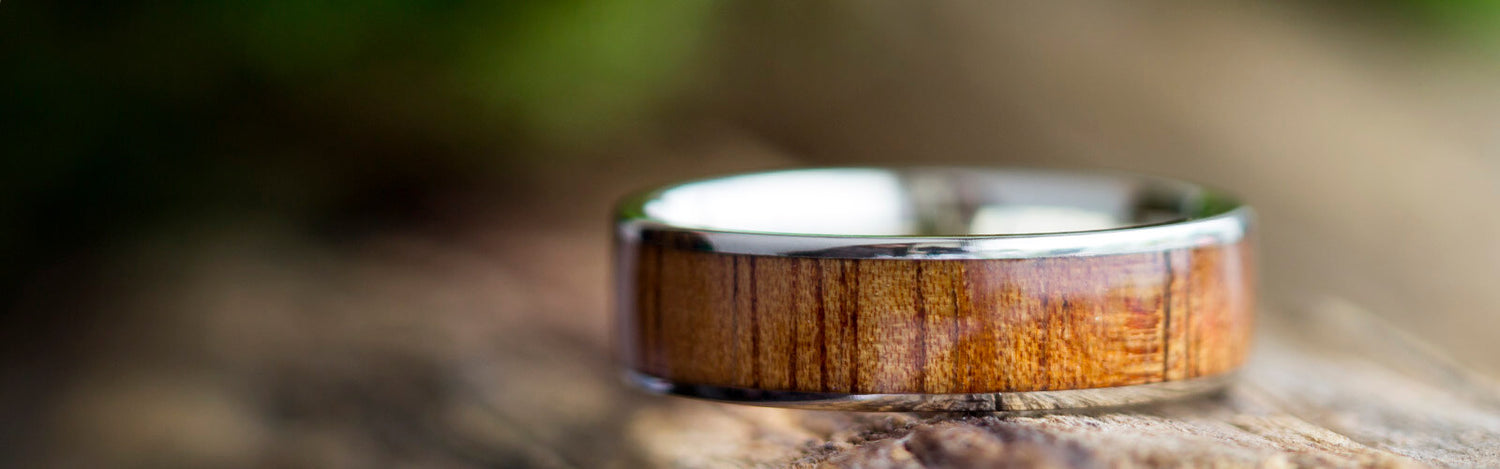White Gold Wood Wedding Ring