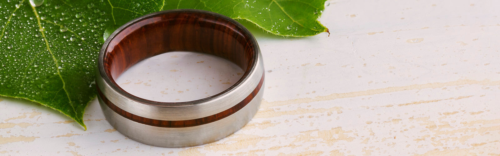 Wedding Band with Wood on the Inside