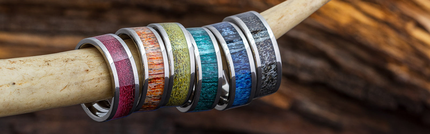 Dyed Deer Antler Wedding Rings