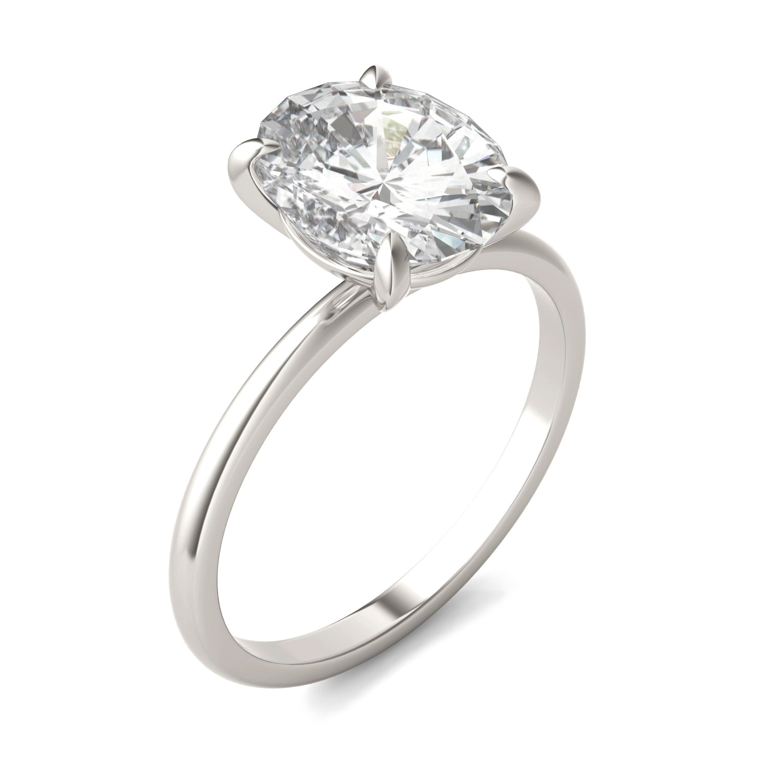 by Jewelry by Johan Oval Charles & Colvard Solitaire Moissanite Engagement Ring in White Gold 002180