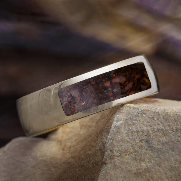 White Gold & Dinosaur Bone Ring