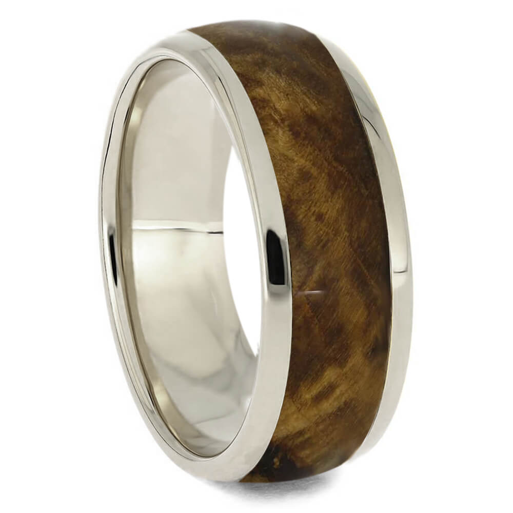 Wood Wedding Ring Set with Peridot Engagement Ring